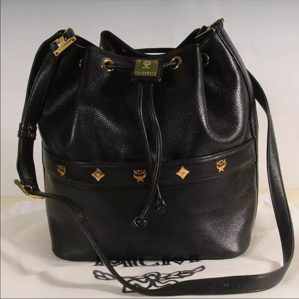 AUTHENTIC MCM Leather Drawstring Crossbody Bag